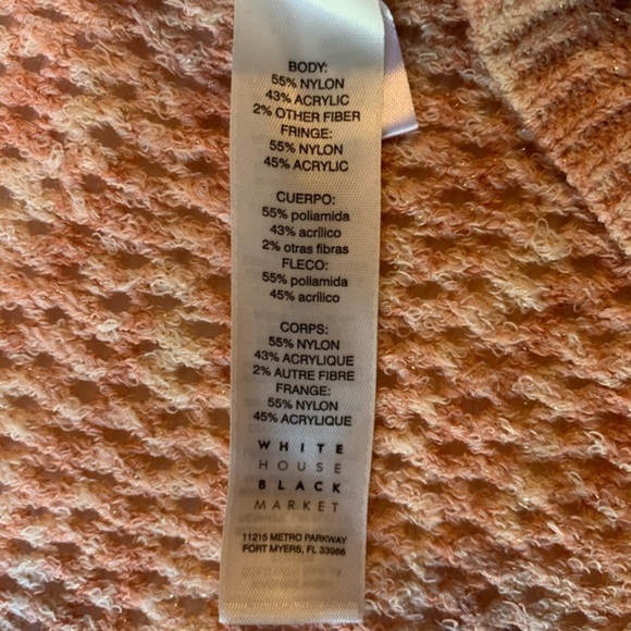 White House Black Market WHBM Boho Fringe Sleeveless Poncho Pullover Sweater L - Picture 4 of 8